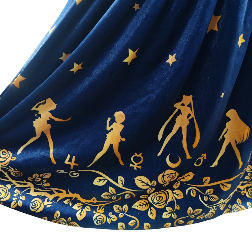 Black Milk Sailor Guardians Stars Velvet Squared Up Bishop Dress Large - Picture 2 of 5